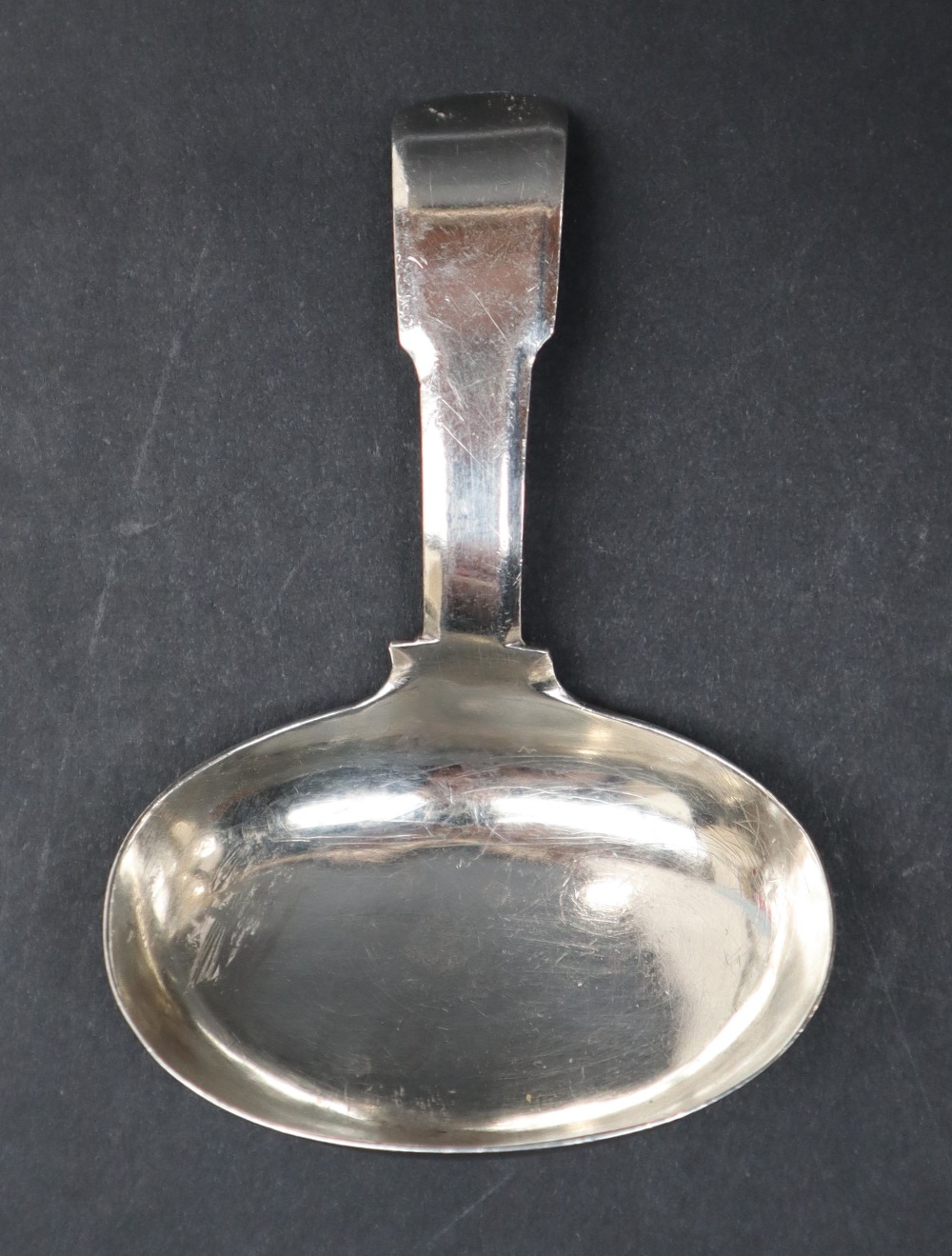 A George III silver fiddle pattern caddy spoon with an oval bowl, London, 1814, - Image 2 of 4