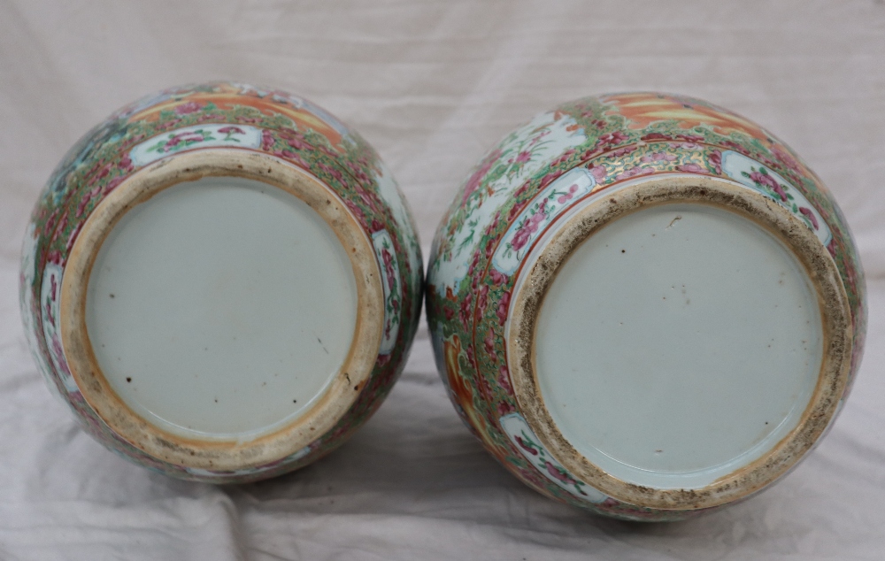 A pair of 19th century large Chinese Canton Famille Rose vases, - Image 16 of 17