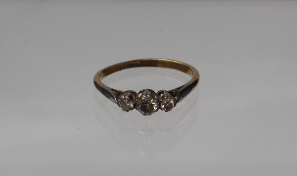 A three stone diamond ring,