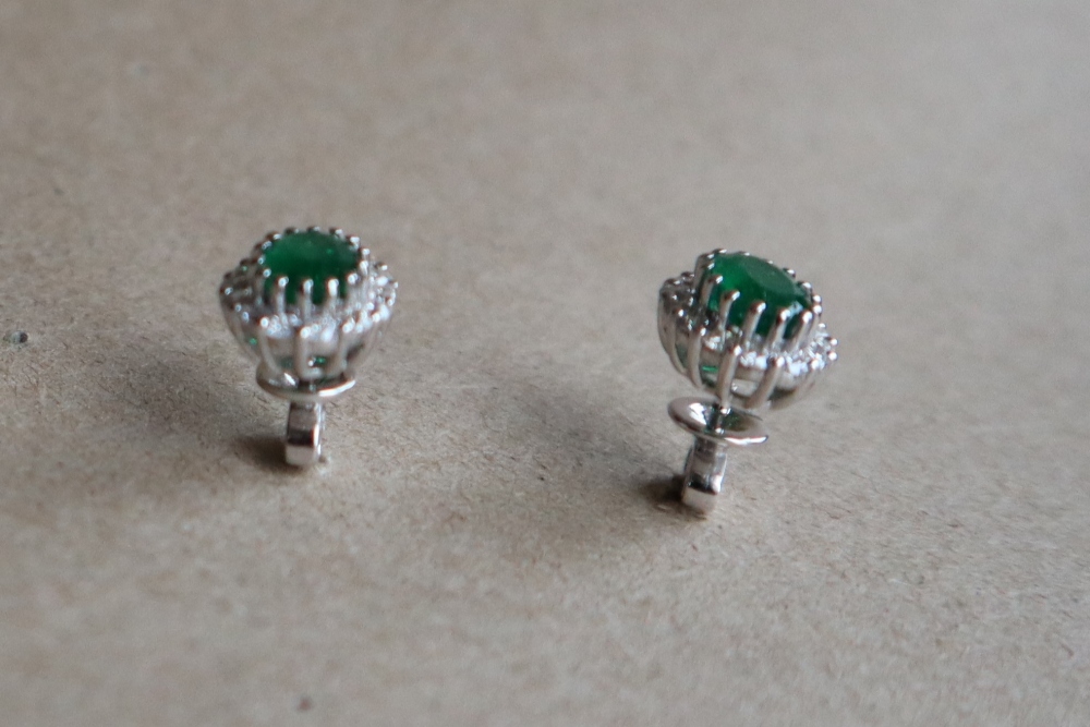 A pair of emerald and diamond cluster earrings, - Image 4 of 7