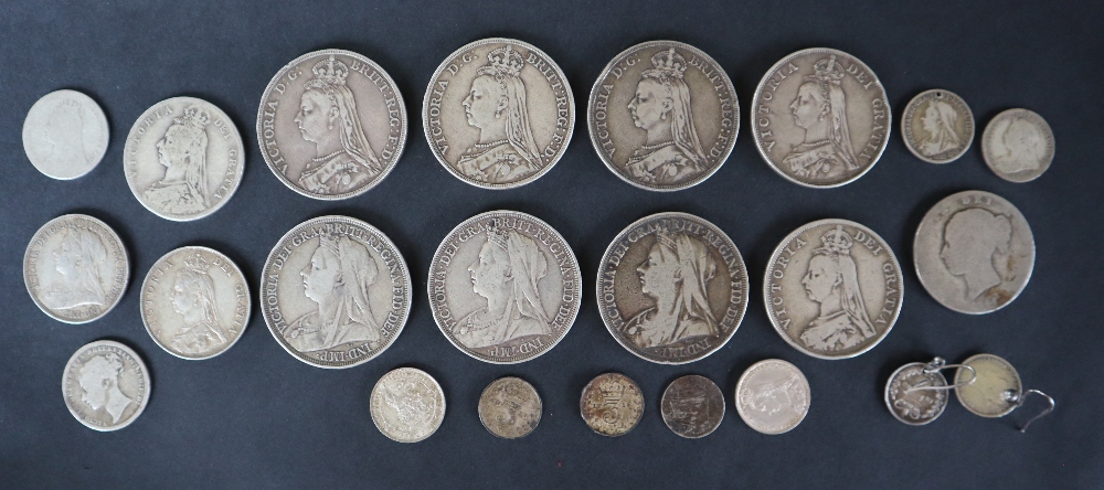 Six Victorian crowns dated 1887, 1891, 1895, 1896 and 1897 together with two 1889 double Florins, - Bild 2 aus 2