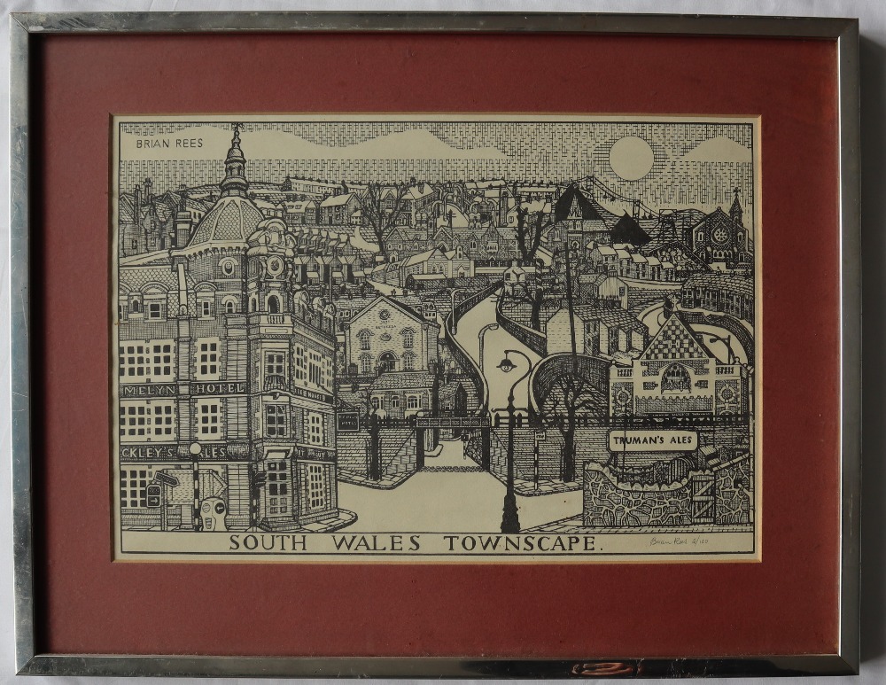 Brian Rees South Wales Townscape Limited edition Woodblock print, No. - Image 2 of 4