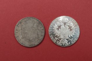 A Carolus IIII 1796 silver Mexico eight Reales coin together with a 1780 Marie Theresa Thaler