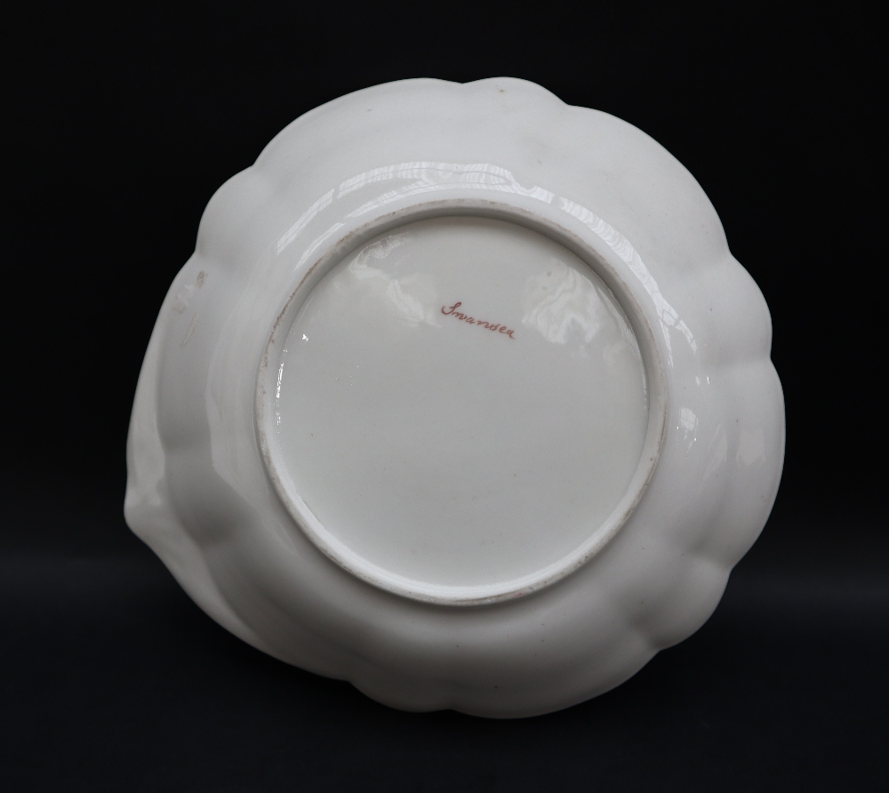A Swansea porcelain shell dish decorated with the kingfisher pattern, marked Swansea in script, 21. - Image 5 of 6