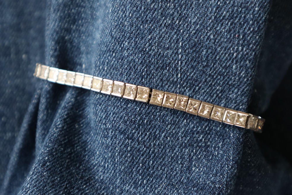 An 18ct white gold diamond set tennis bracelet, - Image 2 of 10