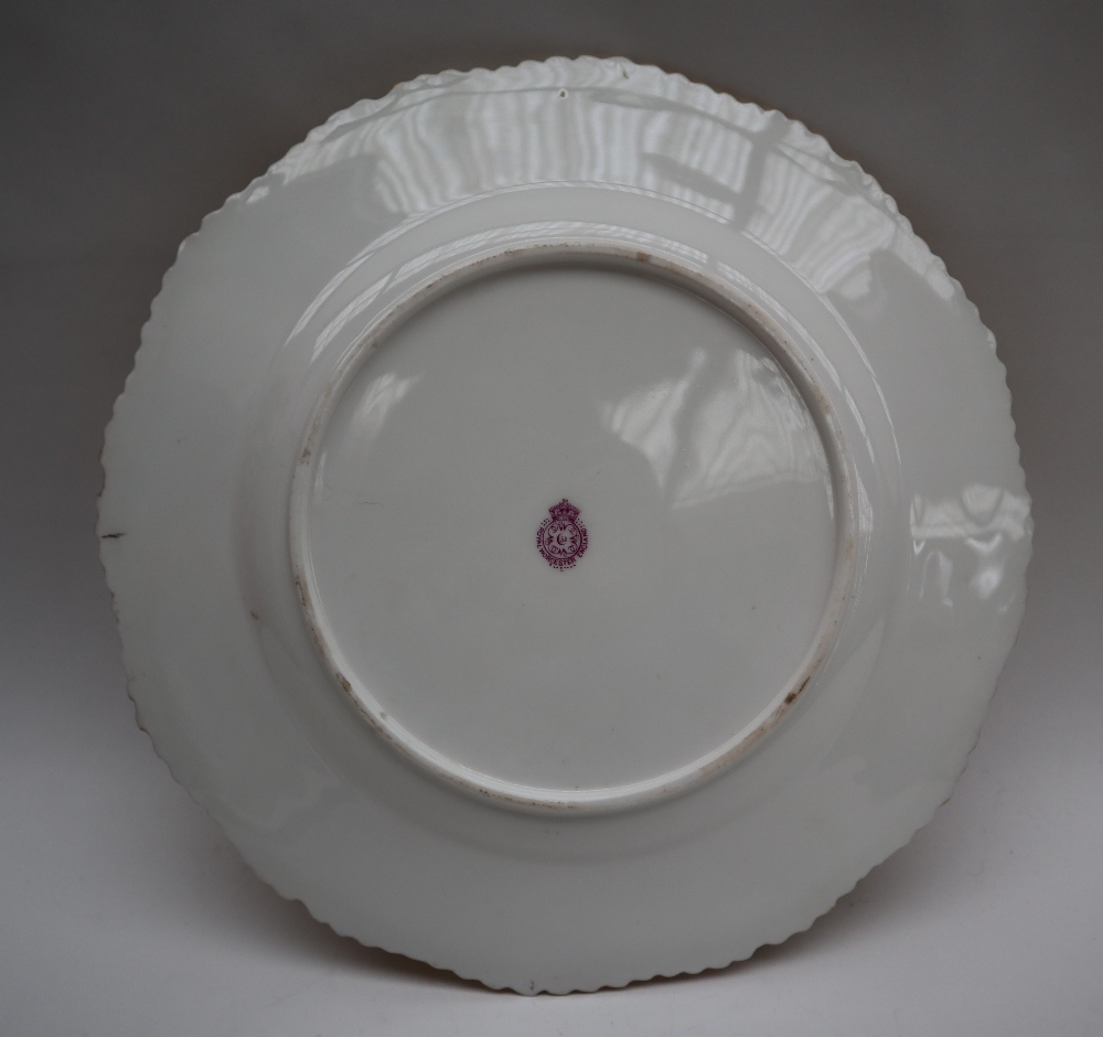 A Royal Worcester cabinet plate with a wavy gilt rim, - Image 3 of 3