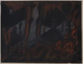 Charles Burton Houses in the valley Pastels Signed 19 x 25.