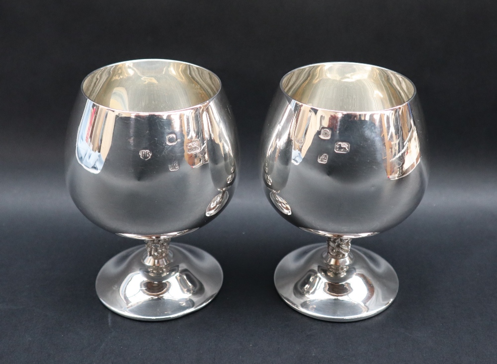 A pair of Elizabeth II silver brandy balloons, Sheffield, 1975, Pinder Brothers,