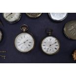 A Victorian silver open faced pocket watch, with an enamel dial,