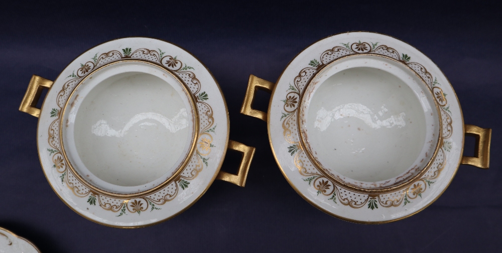A pair of Swansea porcelain sauce tureens, covers and stands, with moulded lids and borders, - Image 9 of 12