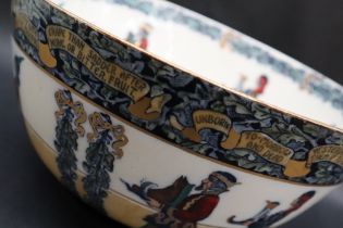 A Bishop and Stonier pottery bowl decorated with Shakespearean figures carrying a hogs head,