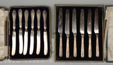 A set of six George V silver handled knives, Sheffield,