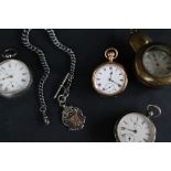 A gold plated open faced keyless wound pocket watch,