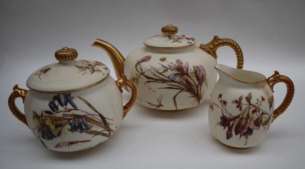 A Worcester three piece teaset,