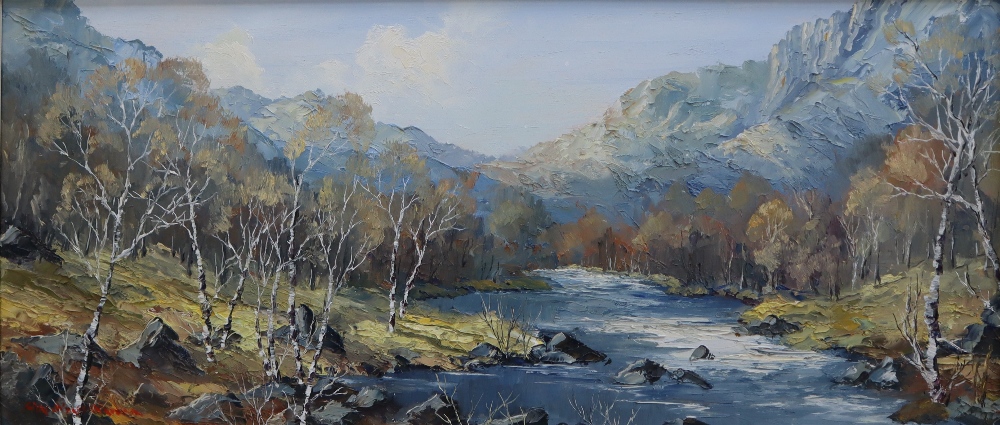 Charles Wyatt Warren River Glaslyn Oil on board Signed and label verso Together with another of - Image 4 of 6