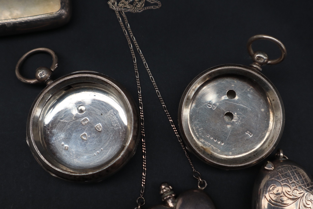 Two silver watch cases together with a silver pill box, - Image 2 of 2