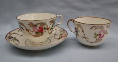 A Swansea porcelain Convolvulus pattern trio, including a tea cup,