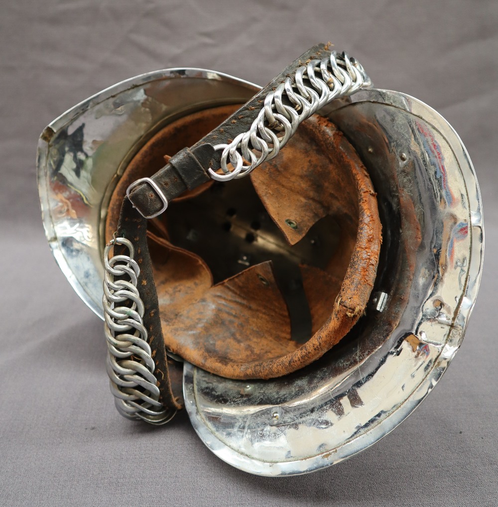 A chrome plated Merryweather type Fireman's helmet with dragon decorated comb, - Image 5 of 5