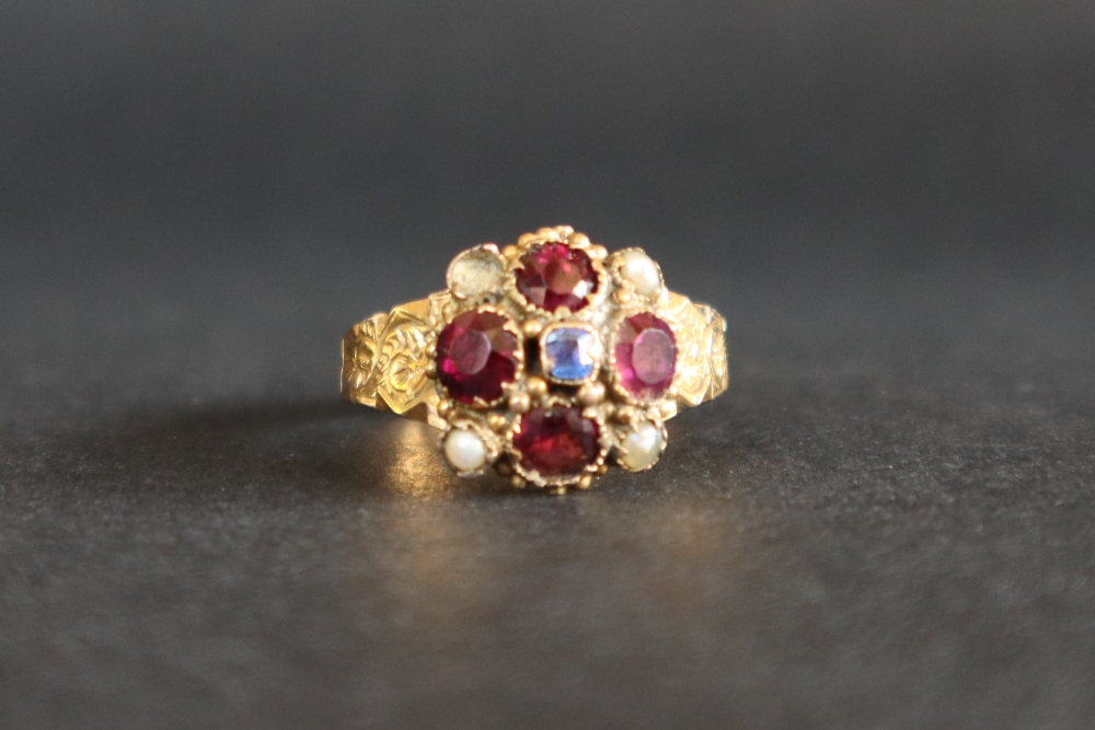 A gem set dress ring, size K 1/2, marked 12. - Image 3 of 8
