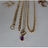 Two 9ct gold bracelets together with 9ct gold necklaces, earrings and pendant,