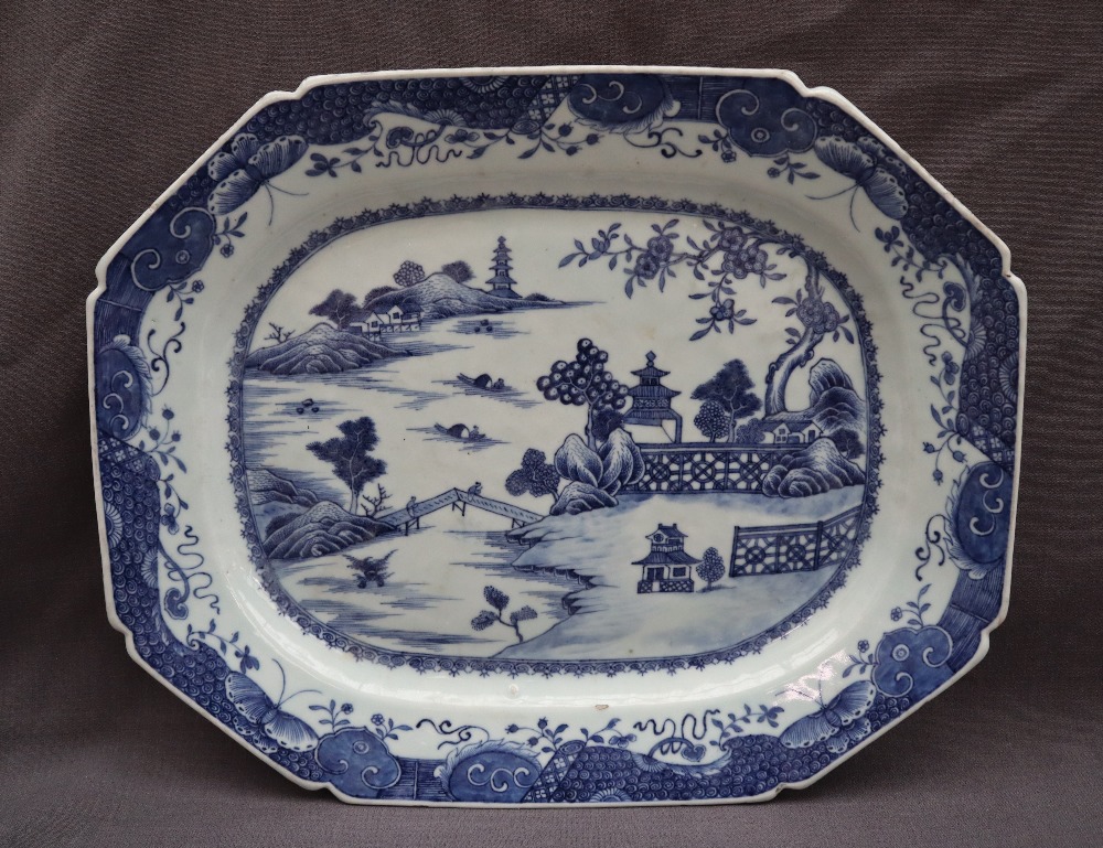 A Chinese porcelain blue and white meat plate, - Image 7 of 12