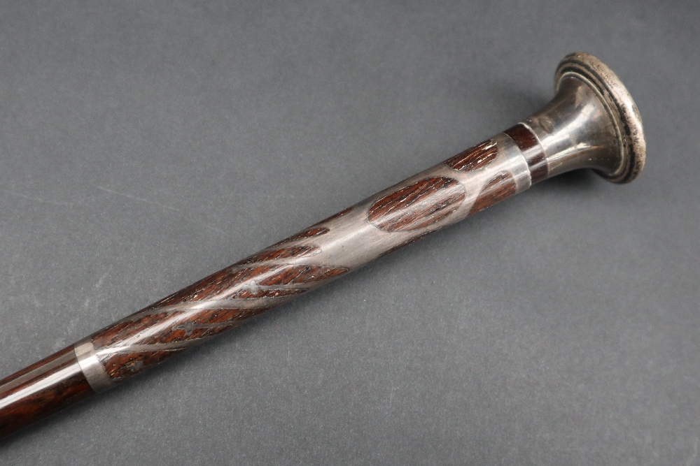 A white metal mounted walking stick, with heart shaped decoration, - Image 4 of 4