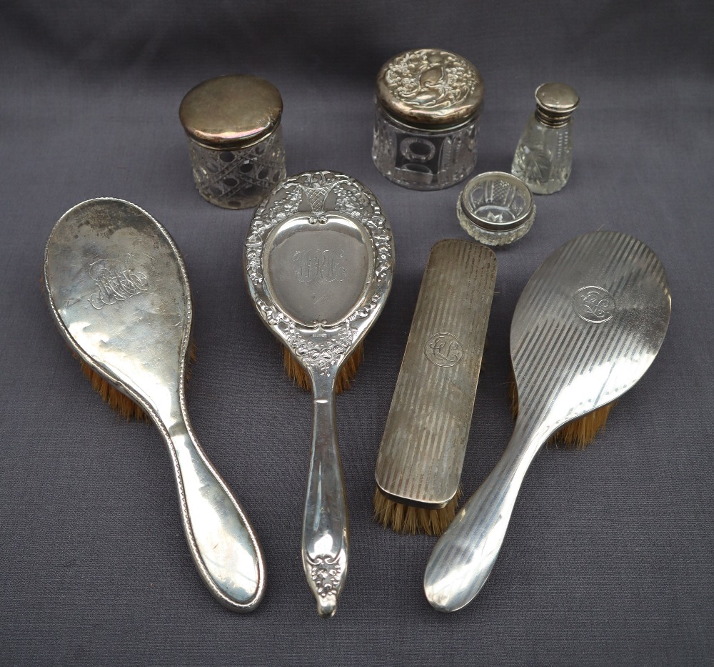 A George V silver hand mirror with matching brush, Birmingham, - Image 2 of 4