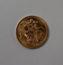 An Elizabeth II gold sovereign dated 1968