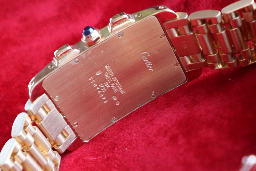 Cartier - An 18K gold quartz Tank Américaine calendar chronograph bracelet watch, Reference, 1730, - Image 5 of 7