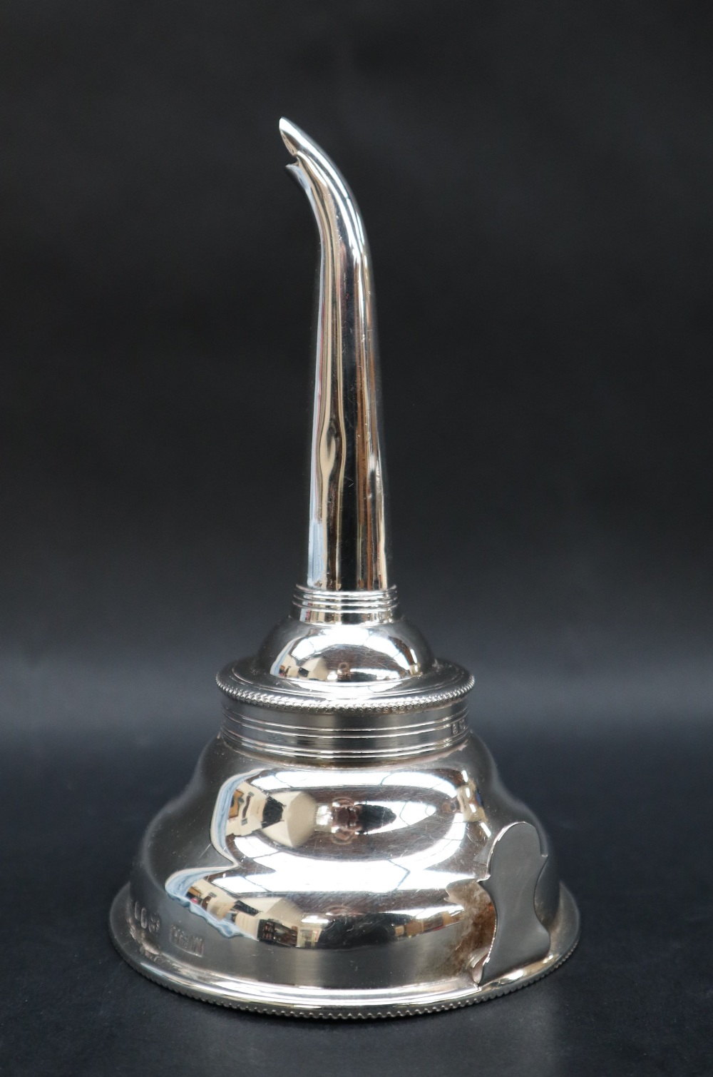 An Elizabeth II silver funnel, with a beaded rim, and pierced base in two parts, Mills & Hersey,