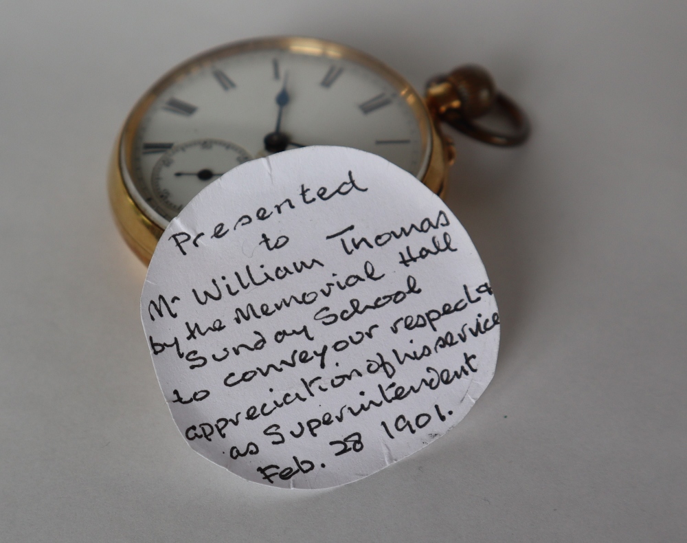 An 18ct yellow gold open faced pocket watch, with an enamel dial, - Bild 8 aus 10