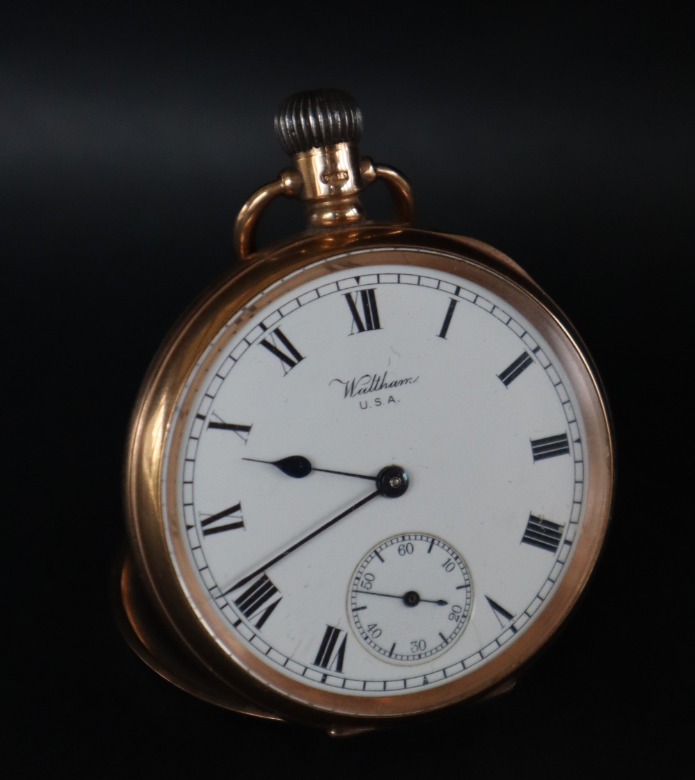 A 9ct gold Waltham open faced pocket watch,