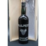 A bottle of Cossart Gordon & Co 1916 Malmsey Madeira