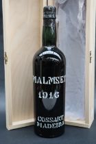 A bottle of Cossart Gordon & Co 1916 Malmsey Madeira
