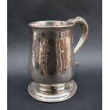 A George III silver tankard, on a spreading foot, Newcastle, 1760, John Langlands I,