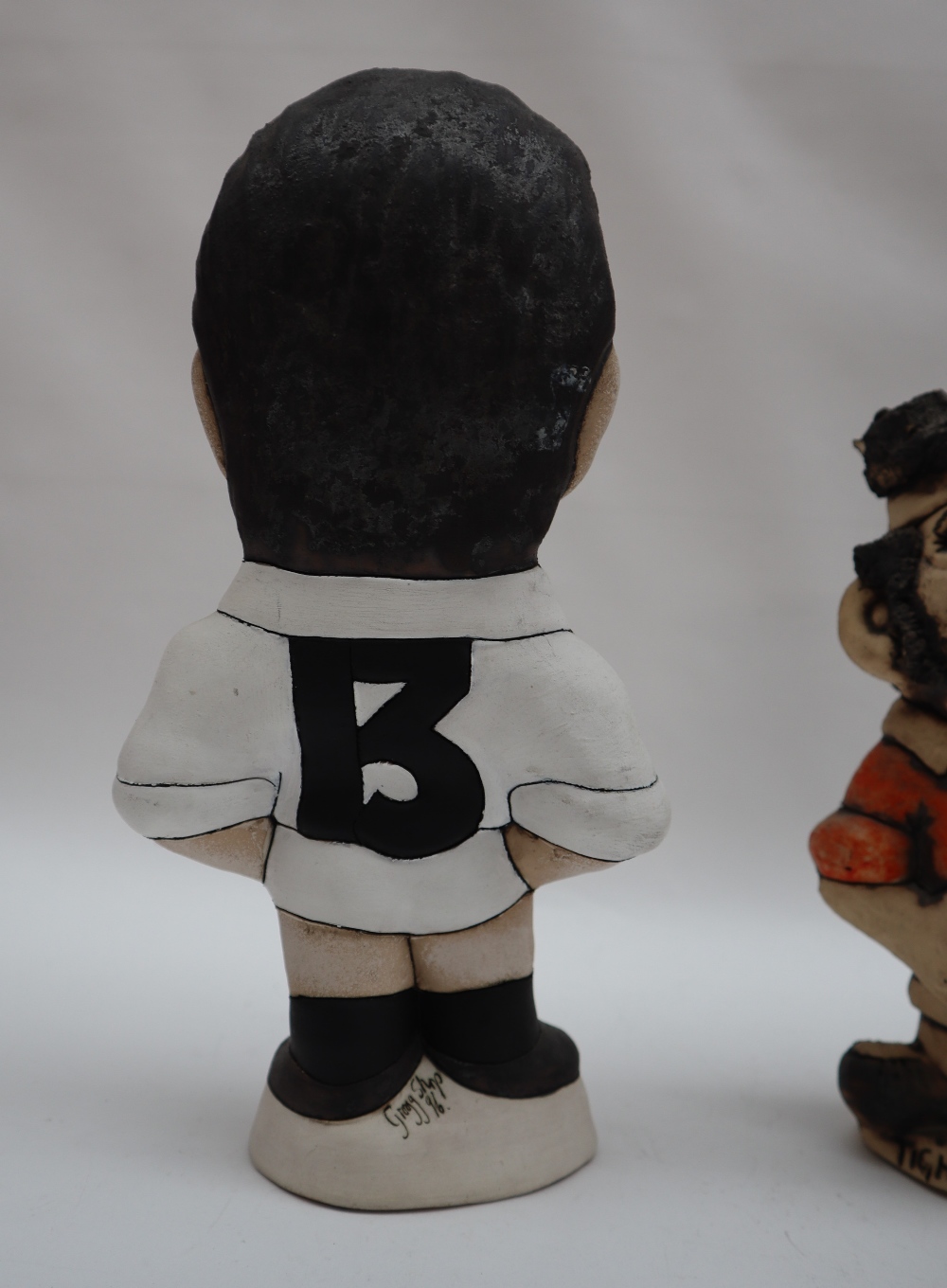 A John Hughes pottery Grogg of Will Carling in England Kit, No 13 to the reverse, signed and dated, - Image 3 of 8