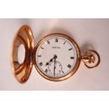 A 9ct gold keyless wound Vertex half hunter pocket watch,