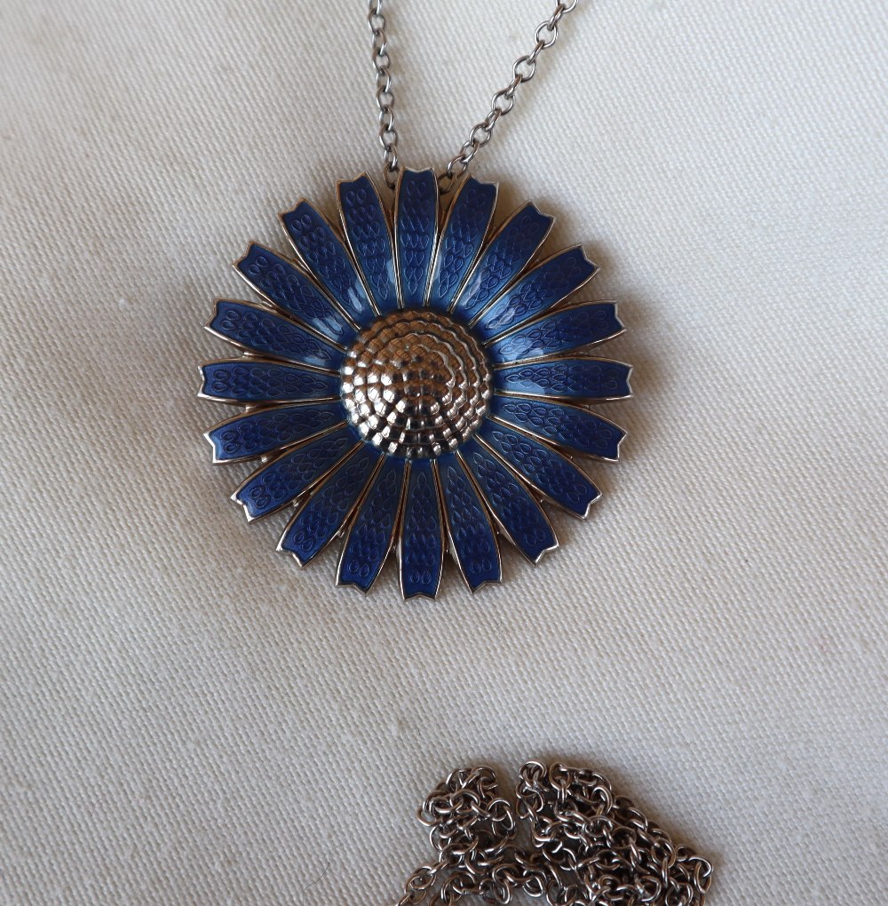 A Georg Jensen blue daisy brooch / pendant, - Image 5 of 7