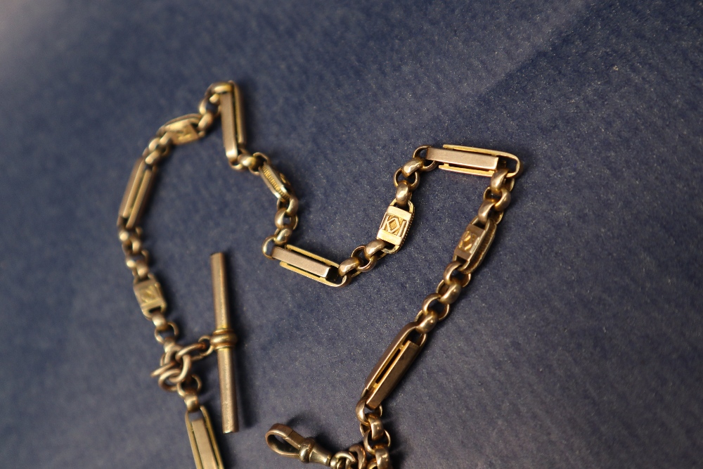 A 9ct yellow gold Albert watch chain, with circular and oval links, approximately 24 grams, - Image 4 of 4