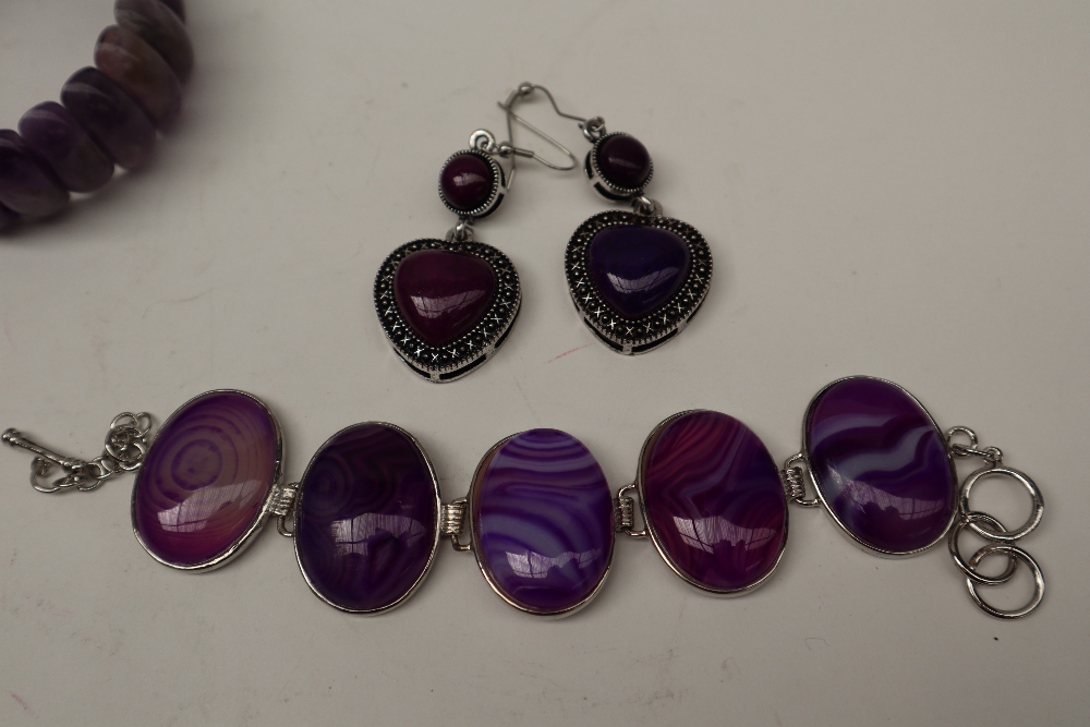 Amethyst set necklaces together with amethyst coloured bracelets etc - Image 7 of 7