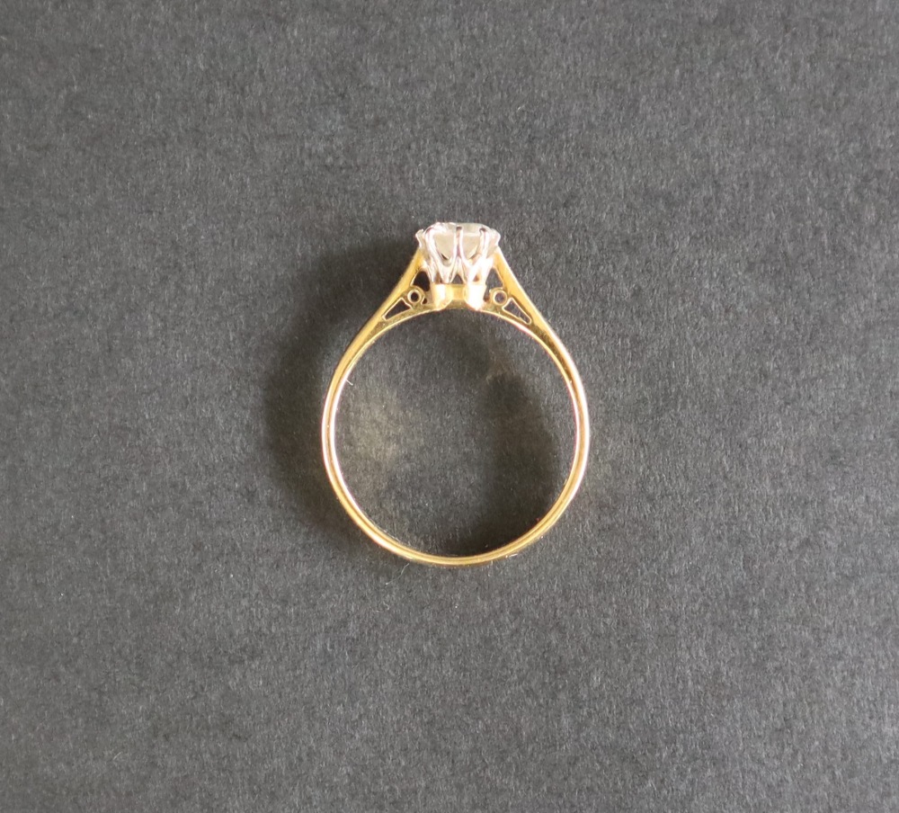 A solitaire diamond ring, set with a round brilliant cut diamond, approximately 0. - Image 2 of 6