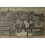 Brian Rees South Wales Townscape Limited edition Woodblock print, No.