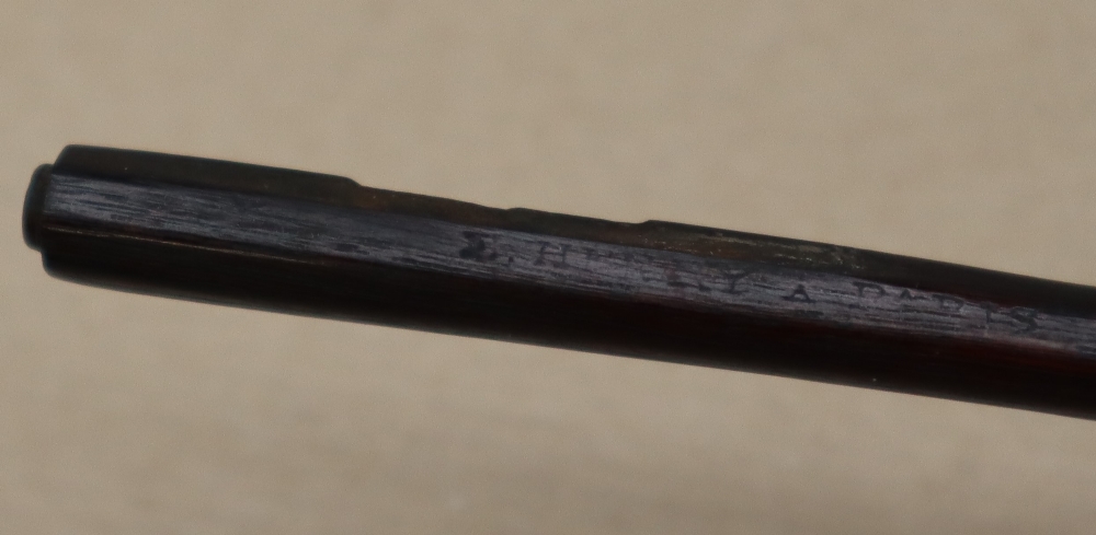 An E. Henry A Paris silver mounted violin bow, faint stamp by the frog, 74. - Image 6 of 16