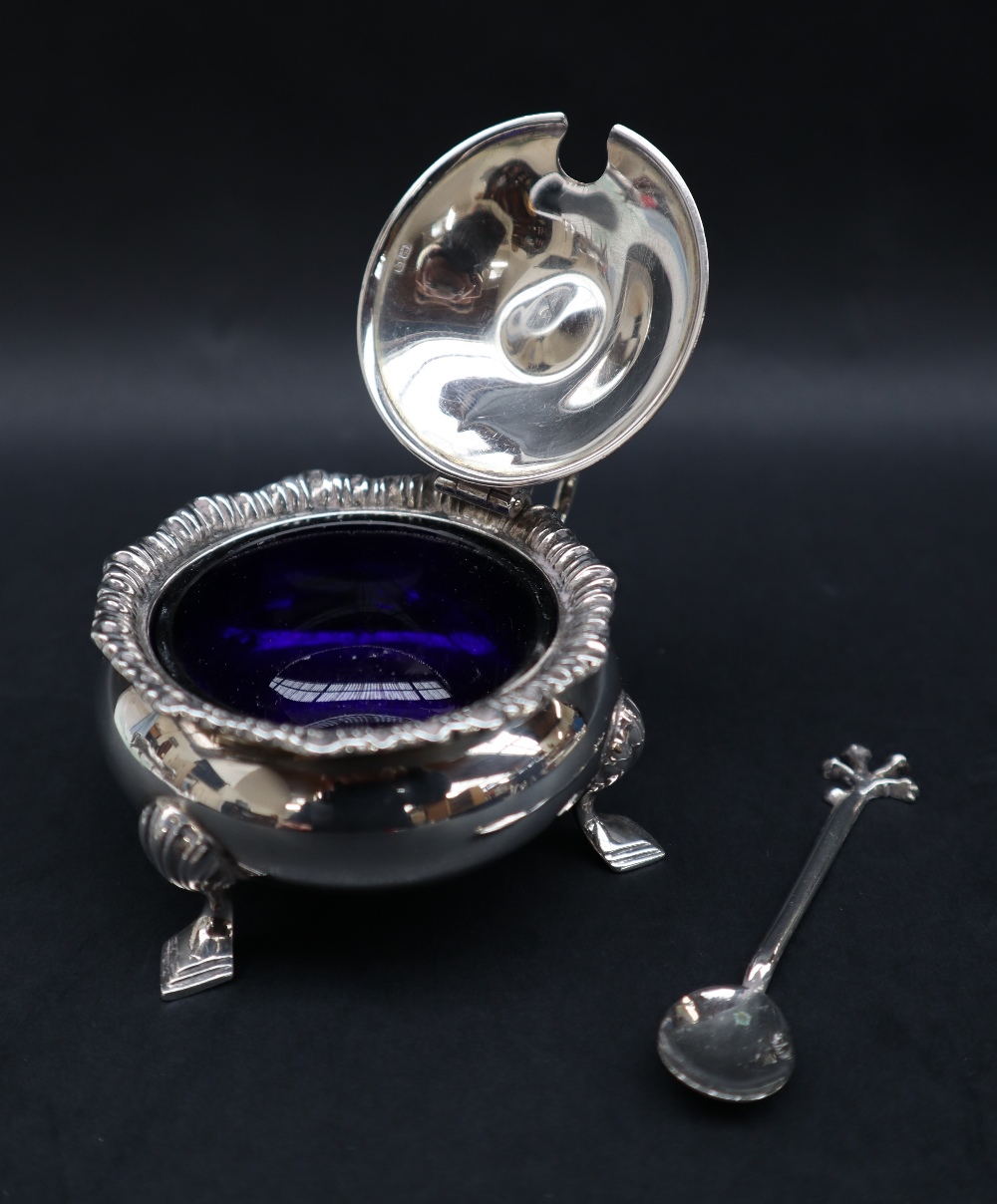 A George V silver cauldron mustard pot and cover, - Image 2 of 3