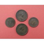 Two George III 1806 copper pennies together with two 1806 half pennies