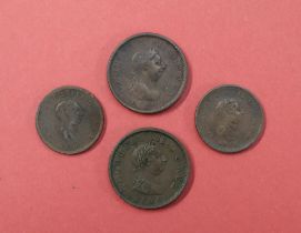 Two George III 1806 copper pennies together with two 1806 half pennies