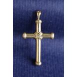 A Theo Fennel 18ct yellow gold cross pendant with rope twist decoration, 45mm x 25mm,