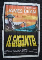 A large Cinema poster for the James Dean film "Il Gigante"