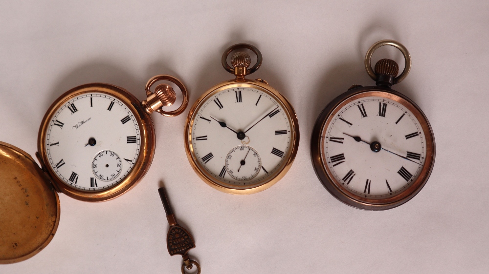 An 18ct yellow gold open faced pocket watch, with an enamel dial,