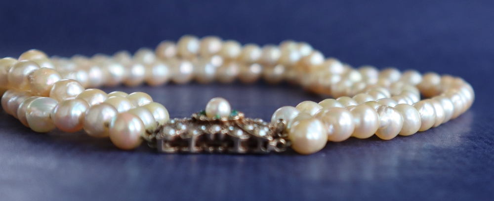 A three strand pearl necklace / choker, - Bild 4 aus 6